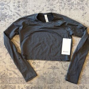 NEW Lululemon Women’s Swiftly Tech Cropped Long Sleeve 2.0 - sz 10 - SXBL/WHT